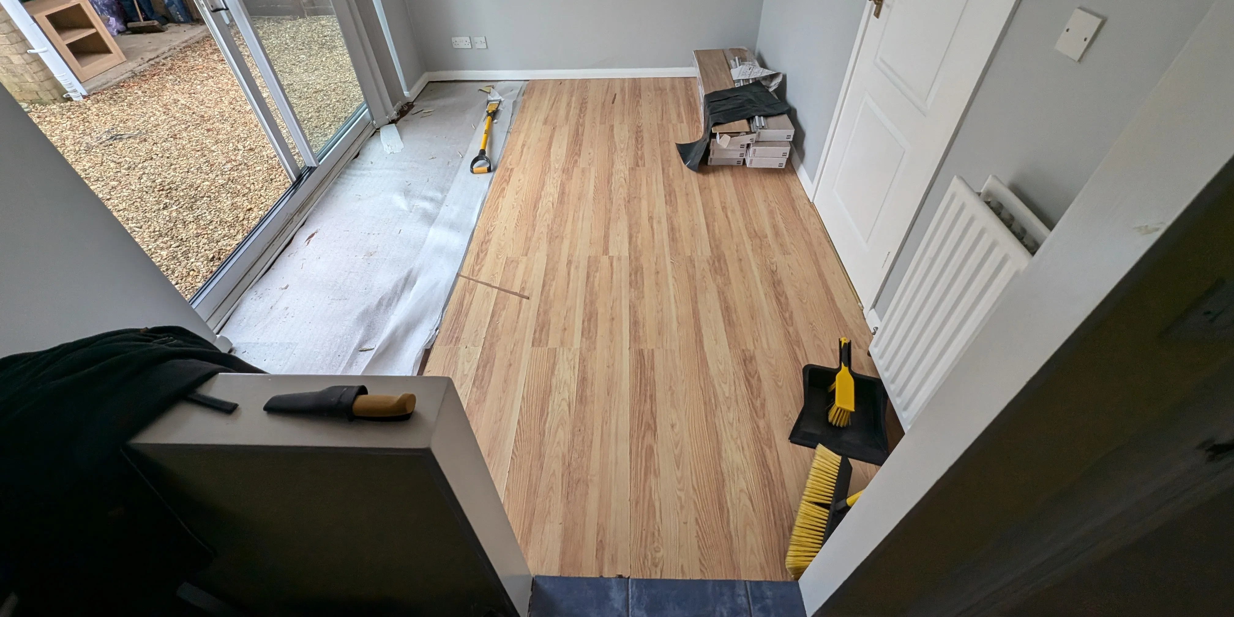 a dining room before full floor replacement